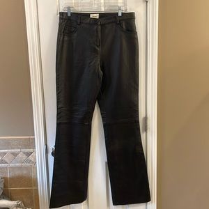 Neiman Marcus 100% Leather 5-Pocket Pants Black - 12